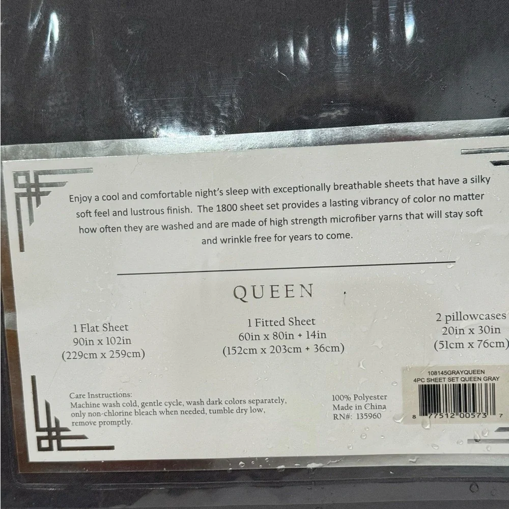 1800 Series Premier Quality Bedding Luxurious Sheet Set 4 piece Gray Queen set